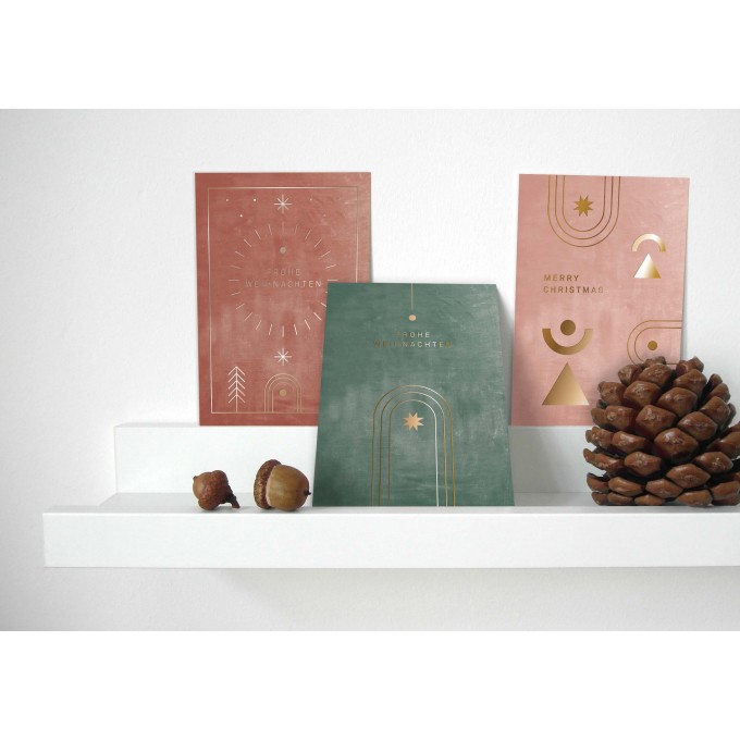 Designfräulein // Weihnachtskarten // 3er-Set // Geometric Lines Xmas Gold