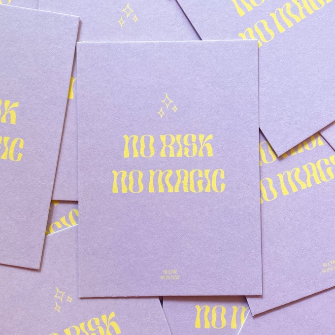 No Risk No Magic | Grußkarte, Postkarte, Geburtstagskarte | Slow Sunday Studio
