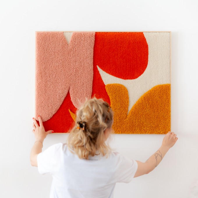 Handgemachter Tufting Wandteppich "VividBloom" // Rosa Rauscher