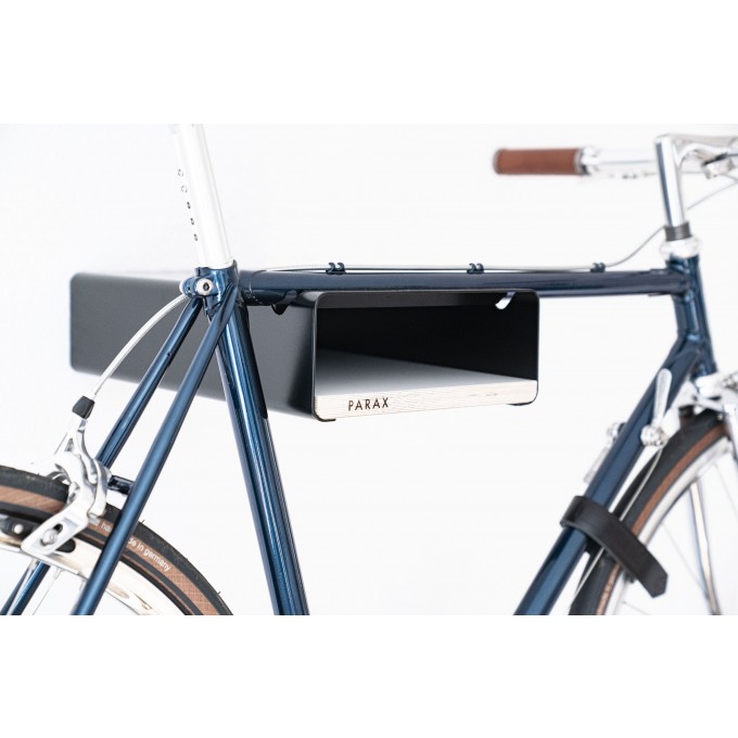 Design Fahrrad-Wandhalterung | PARAX® S-RACK | Schwarz mit Holz Weiß | für Rennrad Hardtail & Cityrad