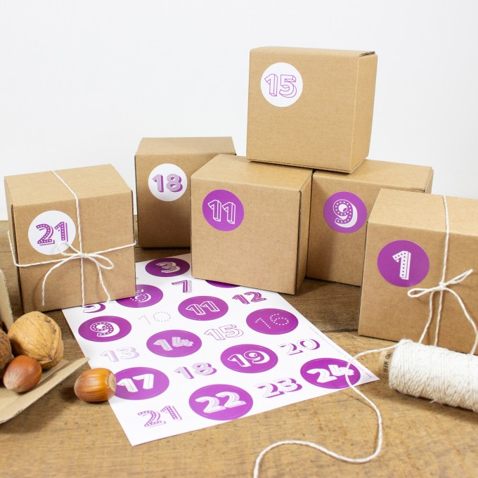 Bow & Hummingbird Adventskalender Set mit Boxen "Brombeere"