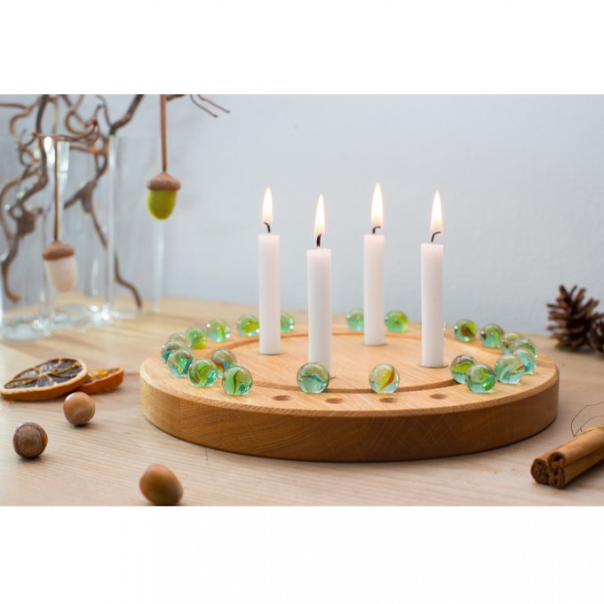 klotzaufklotz Adventskranz / Adventskalender rund Eiche