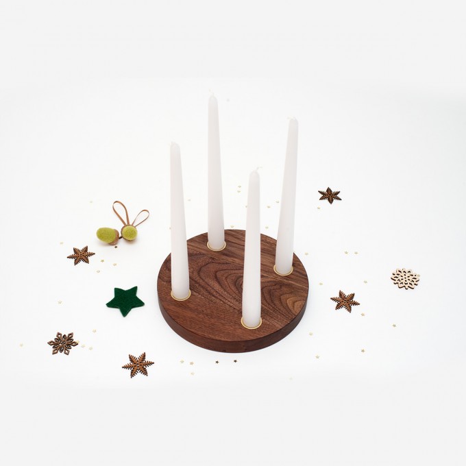 klotzaufklotz Adventskranz rund (Nussbaum)