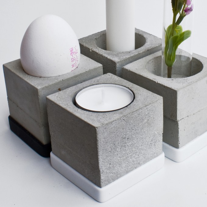 Block 4 (1er Set) Kerzenhalter-Vase-Eierbecher-Teelichthalter