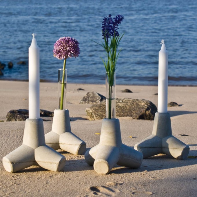 Ambientshop 2er Set Sylpo - Kerzenhalter, Vase & Küstenschutz