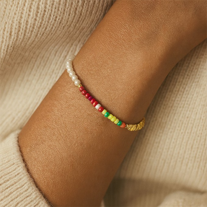 Anoa Armband Steinchen bunt Sterling Silber 14K Gold