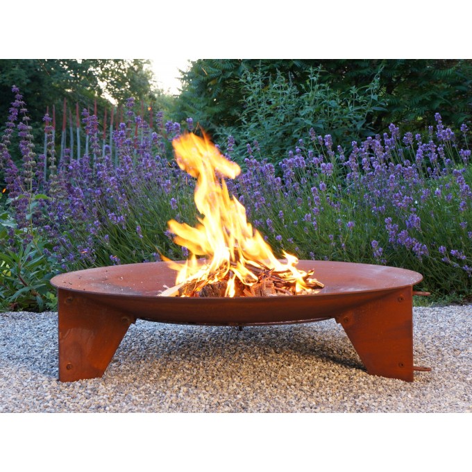 Keilbach Feuerschale aura, 80 cm Durchmesser, 3mm dickem wetterfestem Stahl, kein Verzug, fertig montiert, einzigartige Rostoptik