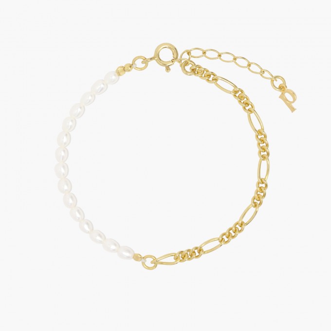 Best Of Both Worlds Bracelet | Halb und halb Süßwasserperlen mit Gold Vermeil | Paeoni Colors