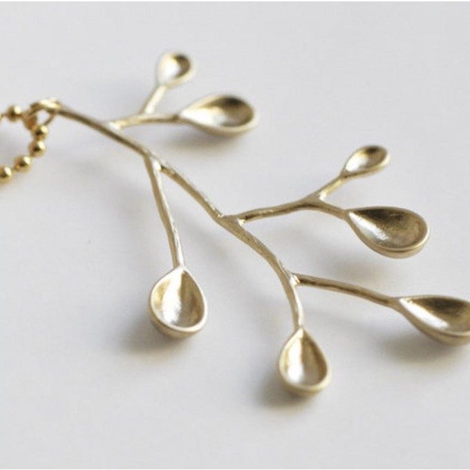 nahili KETTE "lovely nature" lang & mit grafischem Zweig Anhänger gold oder silber - farben 