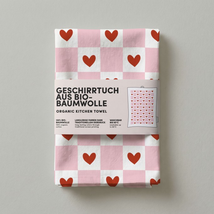 Geschirrtuch - Bio Baumwolle - Herzen - Naturbedacht