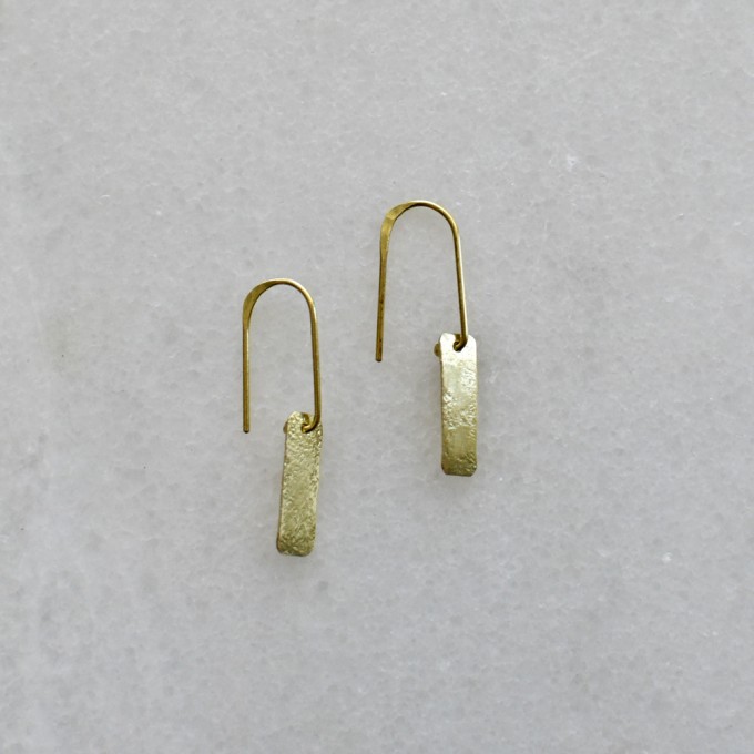 Gudbling // Kleine Rechteck Messing Ohrringe