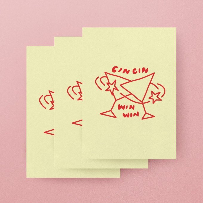 cin cin, win win / 3er Postkartenset – studio ciao