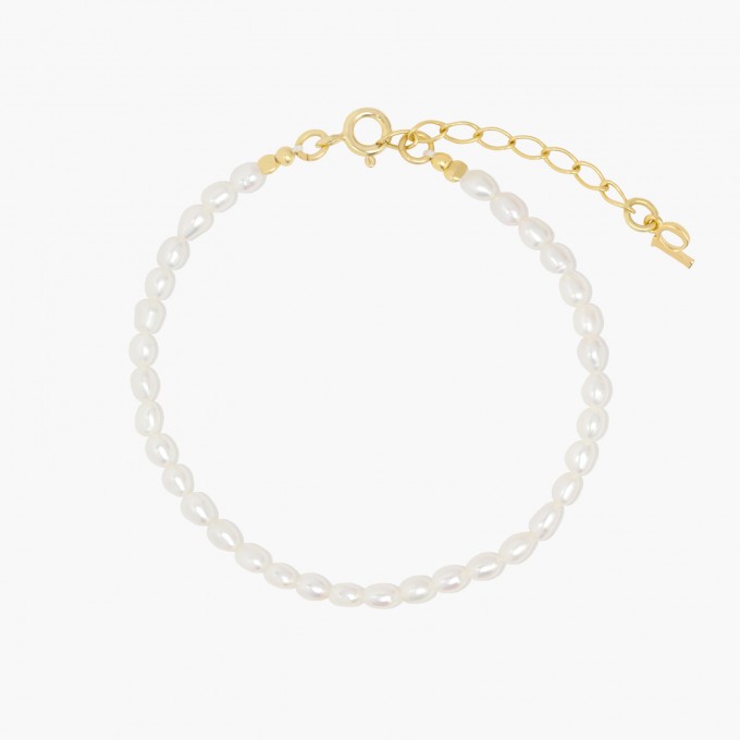 Klassisches Süßwasserperlen Armband mit Gold Vermeil | Paeoni Colors