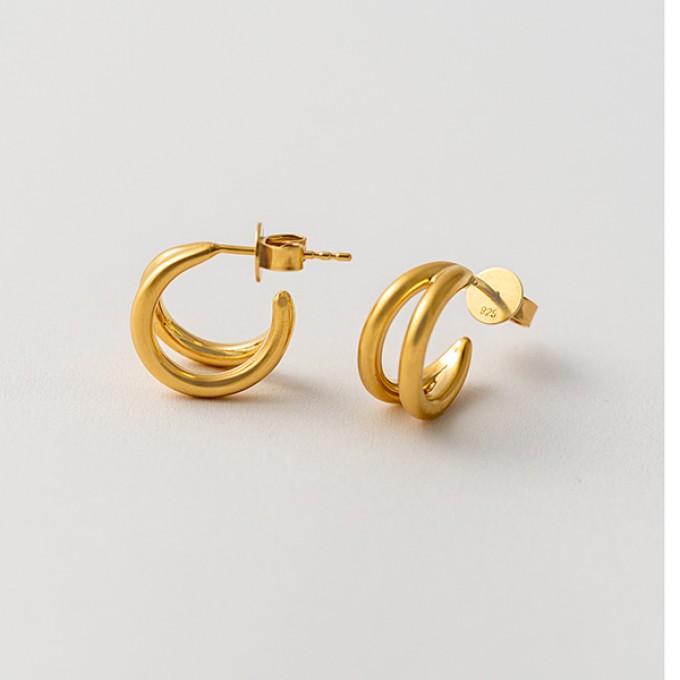 related by objects - lunar bold creole - 925 Sterlingsilber - goldplattiert 