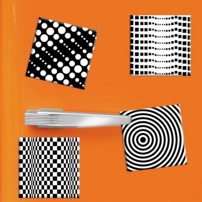 COGNOSCO 4er-Set Magnete Op Art - 5x5cm