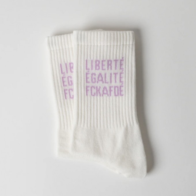 Socken LIBERTÉ ÉGALITÉ FCKAFDÉ - cream - arrel