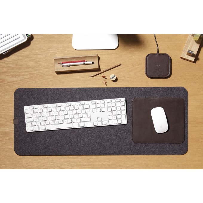 Pack & Smooch Kingston - Schreibtischunterlage, Tastaturunterlage "MOIRA" aus Wollfilz (Mulesing-frei) und Leder
