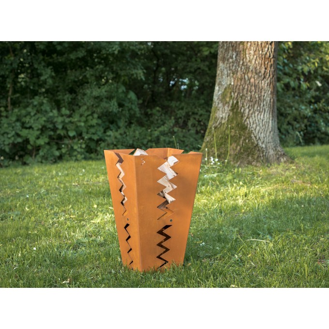 Keilbach Feuerstelle flash, 35x35x60cm, 3mm dickem wetterfestem Stahl, kein Verzug, fertig montiert, einzigartige Rostoptik