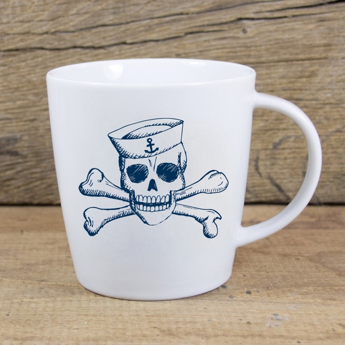 Bow & Hummingbird Großer Porzellanbecher Totenkopf
