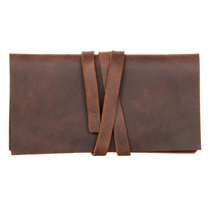 hecho. Tabakbeutel aus Pull-Up Leder | Handmade & Fair | „Rodrigo“ Dark Wood 