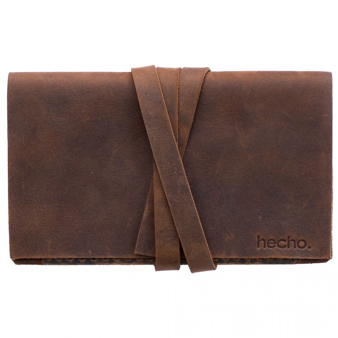 hecho. Geldbörse aus Pull-Up Leder | Handmade & Fair-Fashion | „Rodrigo“ Dark Wood 