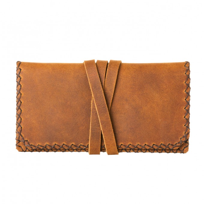 hecho. Tabakbeutel aus Pull-Up Leder | Handmade & Fair | „Gonzales“ Sand 420Ed 