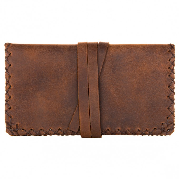 hecho. Tabakbeutel aus Pull-Up Leder | Handmade & Fair | „Gonzales“ Dark Wood 420Ed 