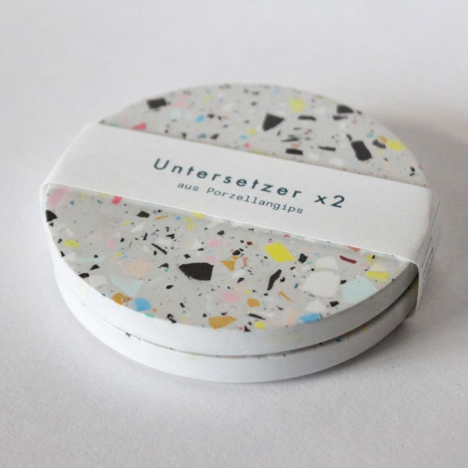 2 x Terrazzo Untersetzer Hellgrau / objet vague