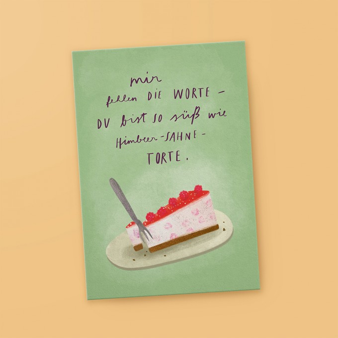 franzizo Postkarte »Himbeer-Sahne-Torte«