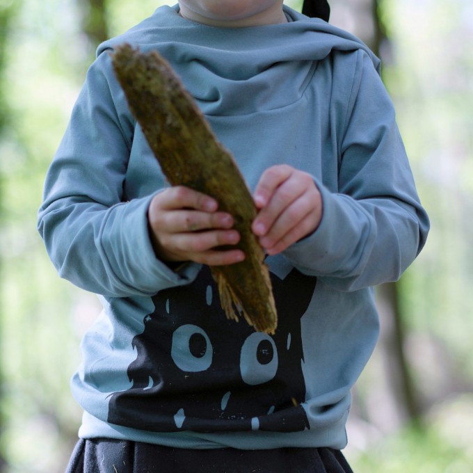 Wunschbrunnen | Hoodie "Monstaaa" | kids | Nebel/Schwarz
