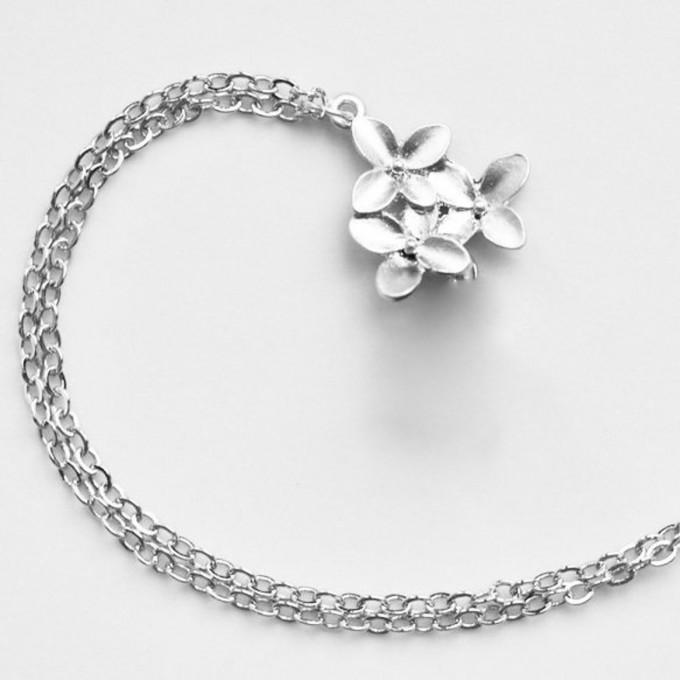 na.hili KETTE Kirschblüten *Weißgold* silberne Gliederkette 