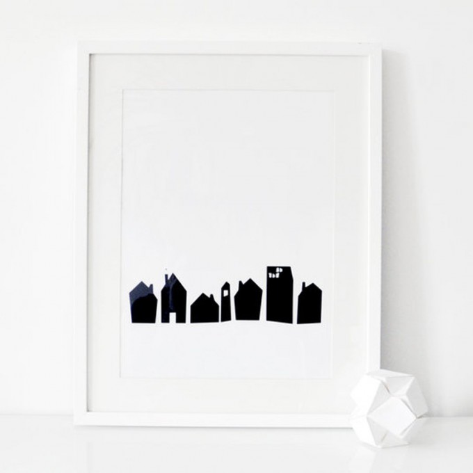 nahili ARTPRINT/POSTER "No place like home" Häuser Architektur Grafik (DIN A3)