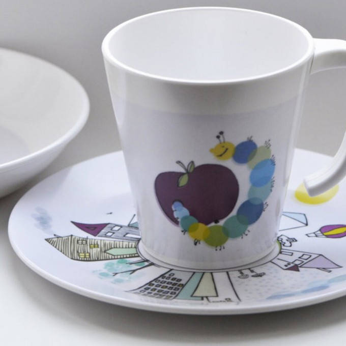 nahili TASSE "kleine Raupe im Apfel" Melamin Kinder Geschirr