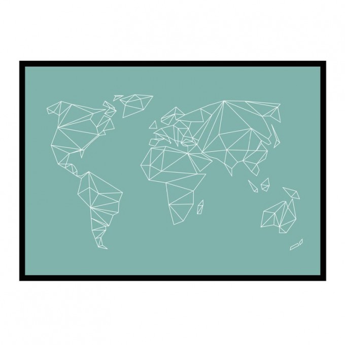 nahili ARTPRINT / POSTER "geo world" Weltkarte - (DIN A2) - mint