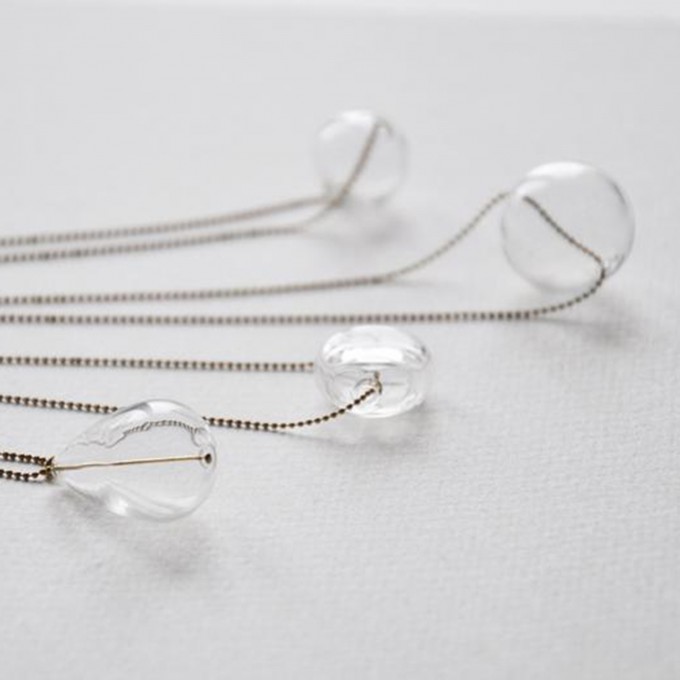nahili KETTE "minimal Bubble" Kügelchenkette verschiedene Glas Anhänger 