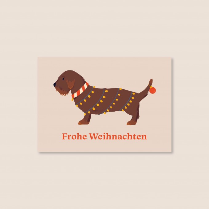 Weihnachtsdackel / Postkarte A6 / Svea Hansohn Illustration