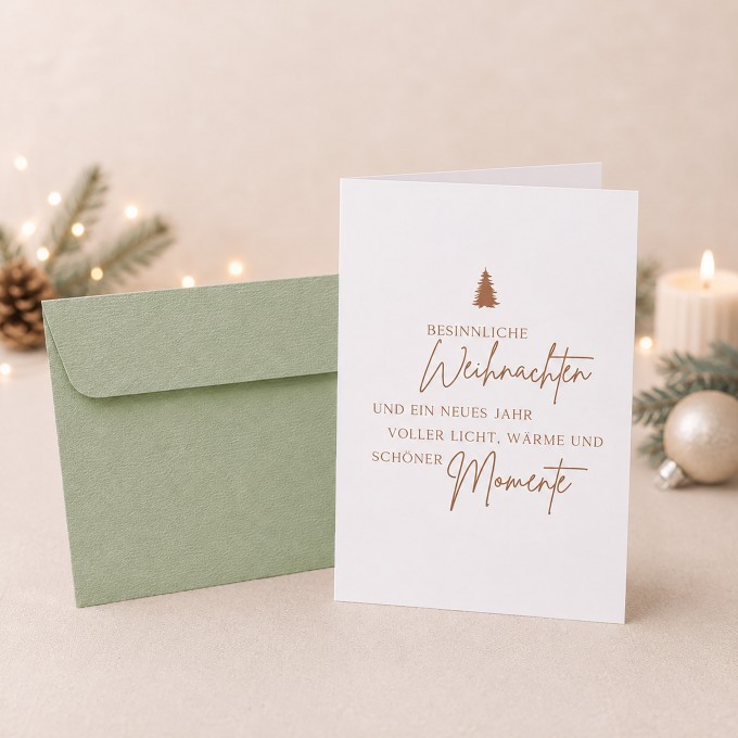 Bow & Hummingbird Weihnachtskarten mit Spruch 3er Set - Edle Karten für Weihnachten