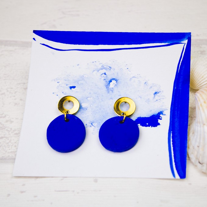 nathys_illustration blaue Ohrringe "la mer" Unikat 1cm