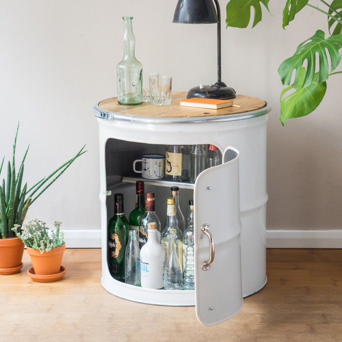 Lockengelöt - Schränk Medium Hausbar - 2/3 Barrel Bar aus einem Ölfass