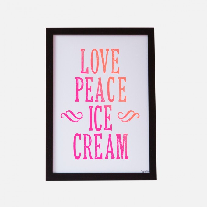 Bon Matin Siebdruck Love Peace Ice Cream Irisdruck