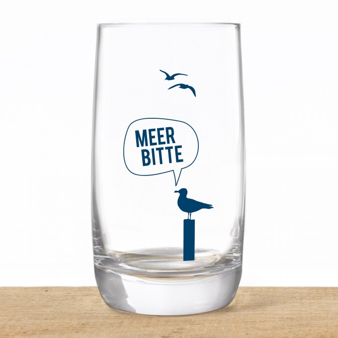 Bow & Hummingbird Kristallglas, Longdrinkglas "Meer Bitte Möwe" made in EU