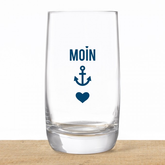 Bow & Hummingbird Kristallglas, Longdrinkglas "Moin-Anker-Herz" made in EU