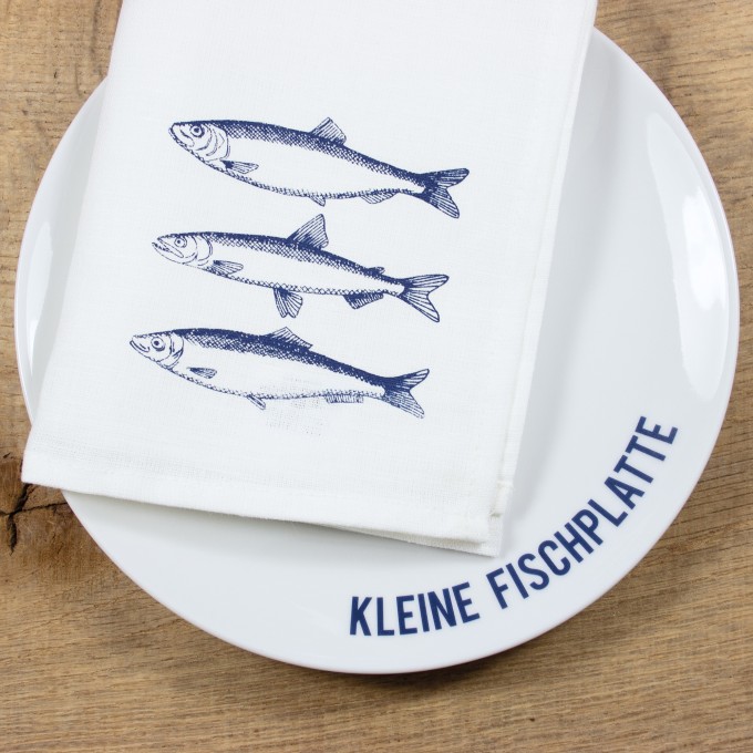 Bow & Hummingbird maritime Halbleinen-Serviette Fische