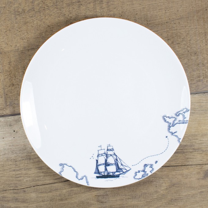 Bow & Hummingbird Porzellanteller Segelschiff