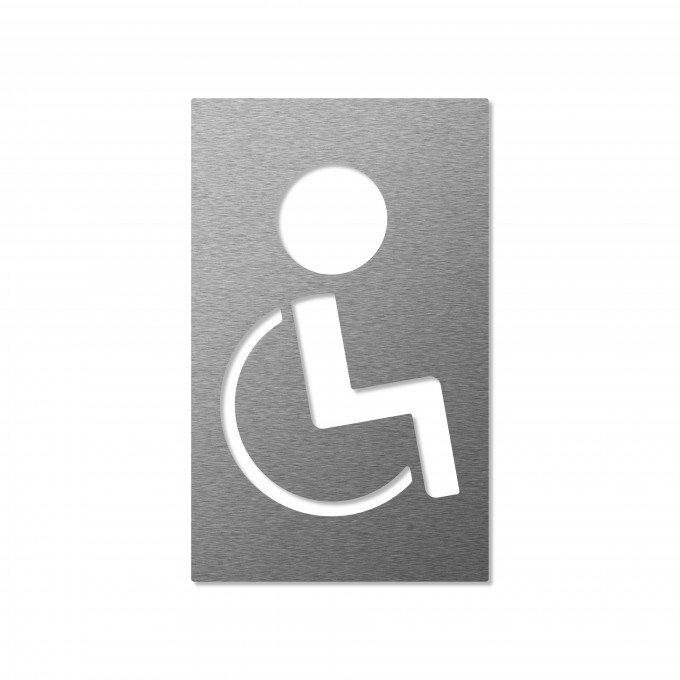 Keilbach Piktogramm "Mark" aus Edelstahl, Symbol "Handicap", 7 x 13 cm, gebürstete Oberfläche, Materialstärke 2 mm, selbstklebend