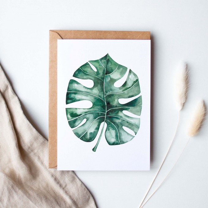Paperlandscape | Faltkarte | Monstera Blatt | botanisch