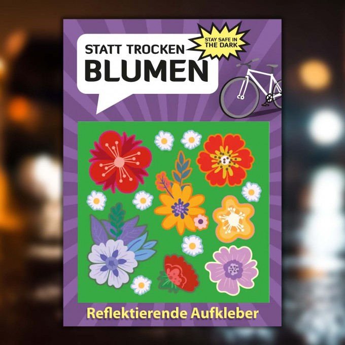HUGS & STICKERS: Postkarte mit reflektierenden Fahrrad-Aufkleber Trockenblumen | MOOXIBIKE