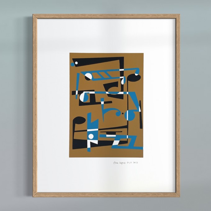 Print now - Riot later ● Out of tune III Siebdruck braun/blau