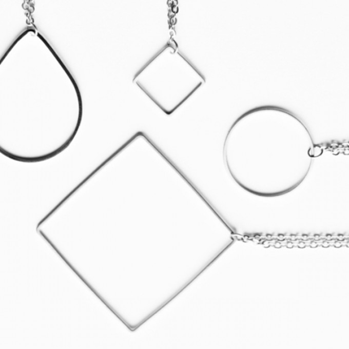 nahili KETTE "Shapes" minimal Anhänger - Weißgold plattiert silber