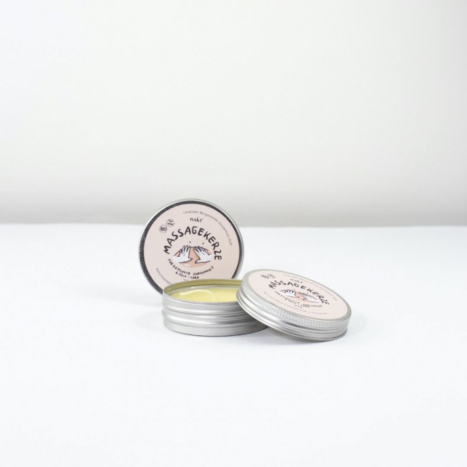nakt® Pflegende Massagekerze | Lavendel-Sandelholz-Bergamotte-Duft